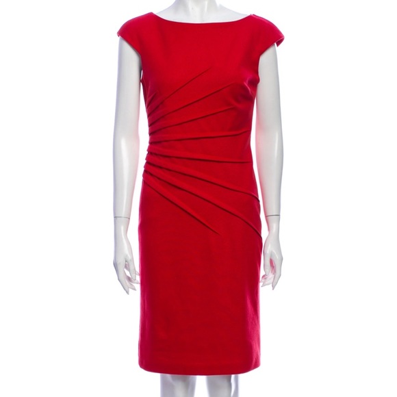 NWT David Meister Bateau Neckline Red Chic Knee-length Cocktail Dress - Picture 2 of 16